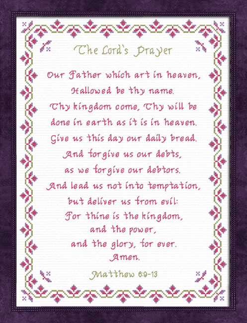 The Lord's Prayer Matthew 6:9-13 Pink and Purple Tones